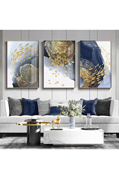 Tablomtr Metal Çerçeveli Gerçek Camlı Tablo Unionsquare 3 Lü Set