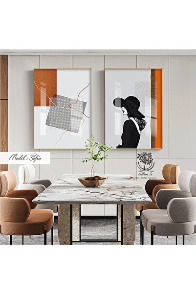 Tablomtr Metal Çerçeveli Gerçek Camlı Tablo Sofia 2 Li Set