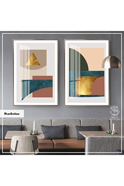 Tablomtr Metal Çerçeveli Gerçek Camlı Tablo Karlotus 2li Set