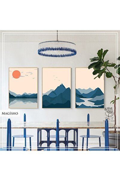 Tablomtr Metal Çerçeveli Gerçek Camlı Tablo MagishoG 3 lü Set