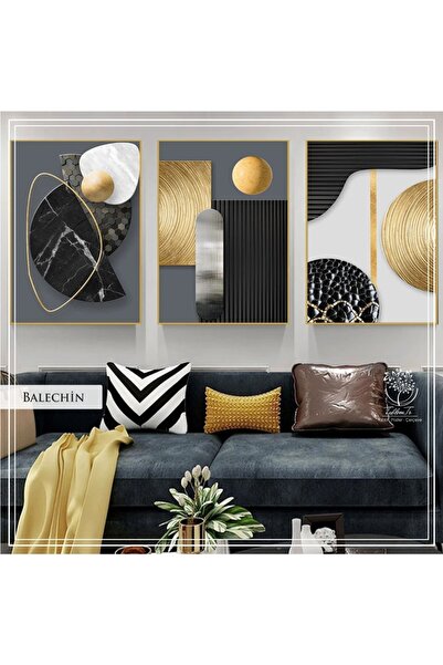 Tablomtr Metal Çerçeveli Gerçek Camlı Tablo BalechinG 3 Lü Set