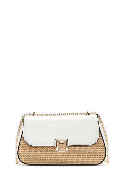 Derimod Women's Cream Long Strap Straw Shoulder Bag 25Sbd 281414