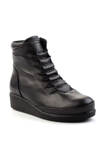 Bambi Siyah Hakiki Deri Kadın Bot & Bootie K02586224203