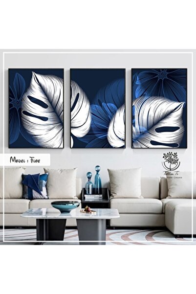 Tablomtr Metal Çerçeveli Gerçek Camlı Tablo Floe 3 Lü Set