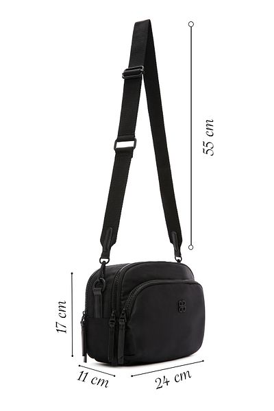 Derimod Women's Black Long Strap Fabric Mini Crossbody Bag 25Sbd24276F