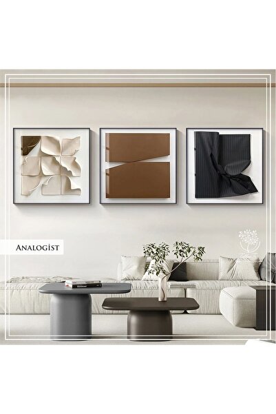 Tablomtr Metal Çerçeveli Gerçek Camlı Tablo Analogist 3 Lü Set