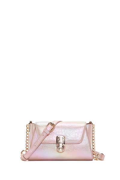 Derimod Women's Pink Metallic Patent Leather Mini Crossbody Bag 25Sbd 280123