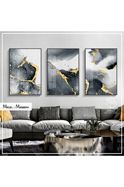 Tablomtr Metal Çerçeveli Gerçek Camlı Tablo Marborn 3 Lü Set