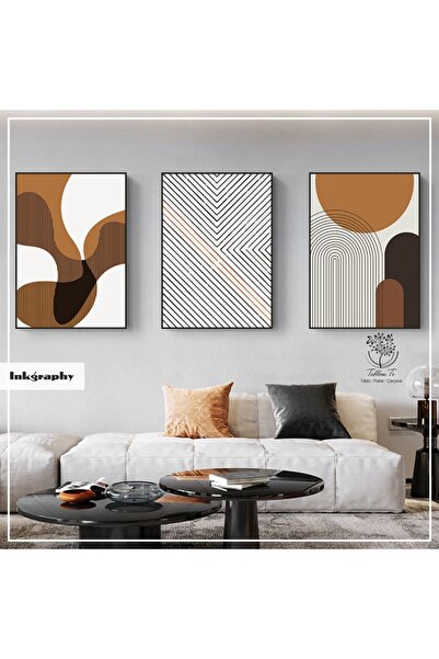 Tablomtr Metal Çerçeveli Gerçek Camlı Tablo Inkgraphy2 3 lü Set
