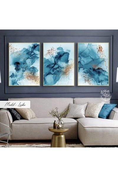 Tablomtr Metal Çerçeveli Gerçek Camlı Tablo Laika 3 Lü Set