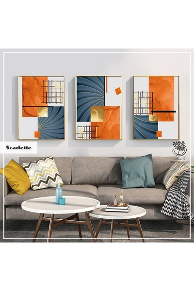 Tablomtr Metal Çerçeveli Gerçek Camlı Tablo Scarlette 3 Lü Set