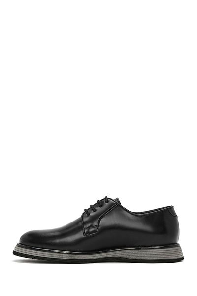 Derimod Men's Black Laced Leather Casual Shoes 25Sfd 670922