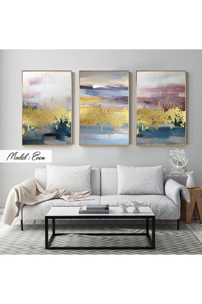 Tablomtr Metal Çerçeveli Gerçek Camlı Tablo Even 3 Lü Set