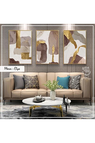 Tablomtr Metal Çerçeveli Gerçek Camlı Tablo Eilya 3 Lü Set