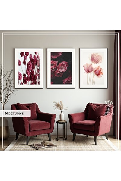 Tablomtr Metal Çerçeveli Gerçek Camlı Tablo Nocturne 3 Lü Set