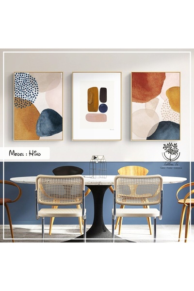 Tablomtr Metal Çerçeveli Gerçek Camlı Tablo Hind 3 Lü Set