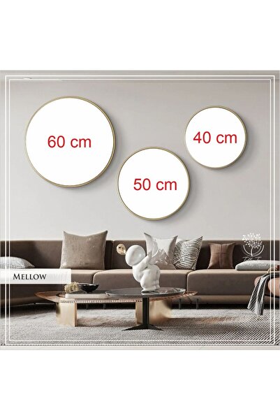 Tablomtr Metal Çerçeveli Gerçek Camlı Yuvarlak Tablo Mellow 3 Lü Set
