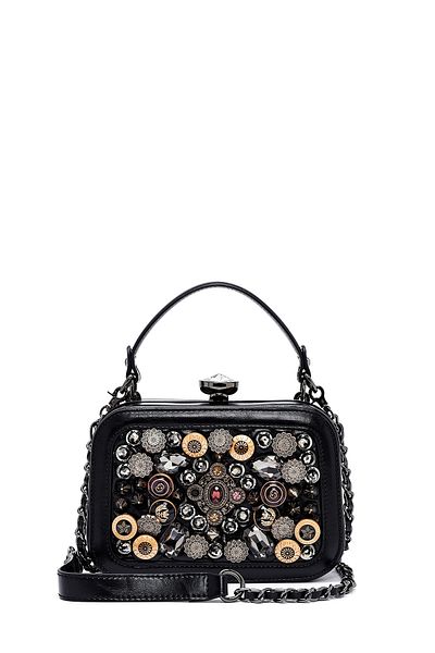 Derimod Women's Black Long Strap Stone Handbag 25Sbd2428Ts