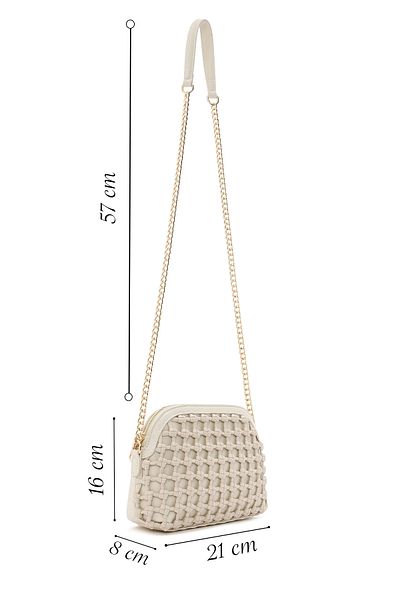 Derimod Women's Beige Knitted Patterned Long Strap Crossbody Bag 25Sbd 280829
