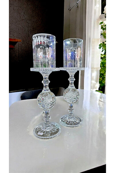 Genel Markalar Dekoratif 2 Lİ Kristal Cam Şamdan /Mumluk
