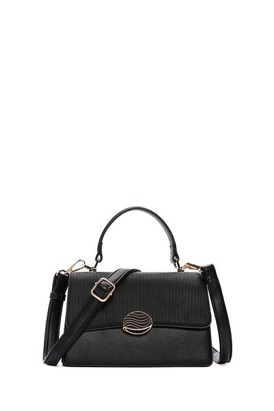 Derimod Women's Black Long Strap Printed Classic Crossbody Bag 25Sbd 281026
