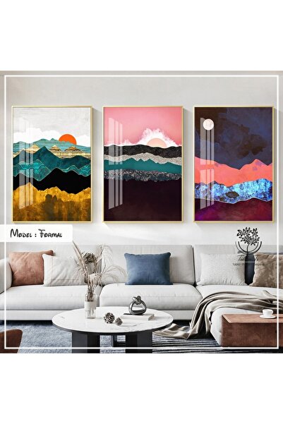 Tablomtr Metal Çerçeveli Gerçek Camlı Tablo Formal 3 Lü Set