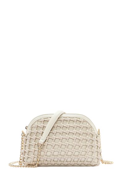 Derimod Women's Beige Knitted Patterned Long Strap Crossbody Bag 25Sbd 280829