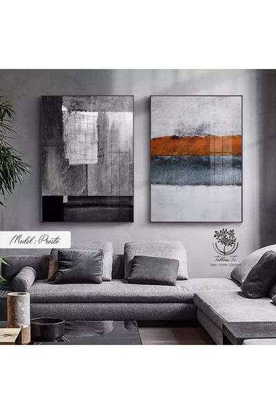 Tablomtr Metal Çerçeveli Gerçek Camlı Tablo Prosto 2 Li Set