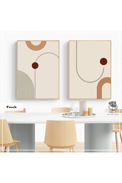 Tablomtr Metal Çerçeveli Gerçek Camlı Tablo Frock 2li Set