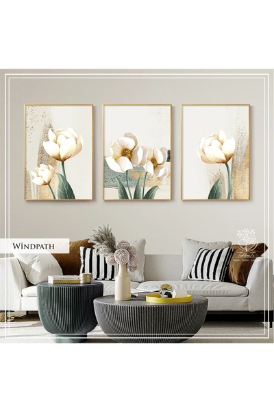 Tablomtr Metal Çerçeveli Gerçek Camlı Tablo Windpath 3 Lü Set