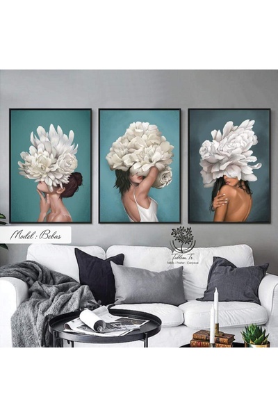 Tablomtr Metal Çerçeveli Gerçek Camlı Tablo Bebas 3 Lü Set