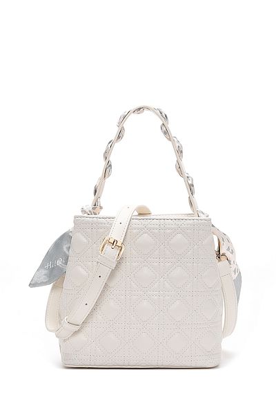 Derimod Women's Cream Long Strap Quilted Handbag with Accessory Detail 25Sbd2805Kp