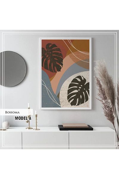 Tablomtr Bohama Decorativă de masă cu cadru metalic din sticlă reală