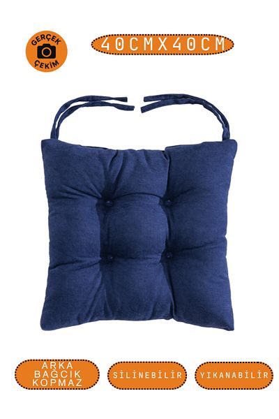 UYKUPEREST Pernă pentru scaun Pastello – Midnight Blue – Texturată din catifea, cu șireturi, lavabilă – 40x40