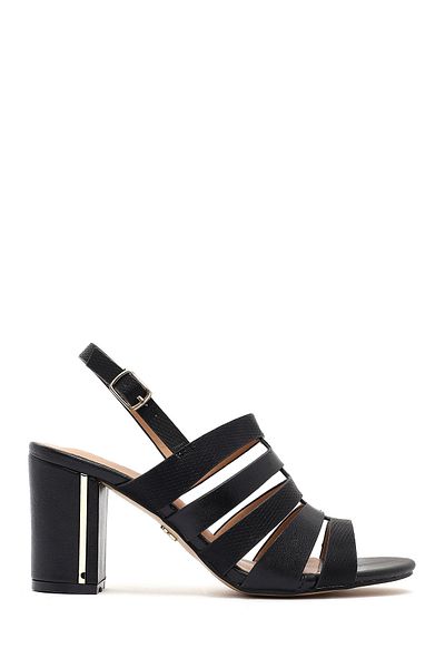 Derimod Women's Black Ankle Buckle Thick Heeled Shoes Sandals 25Sfe466618