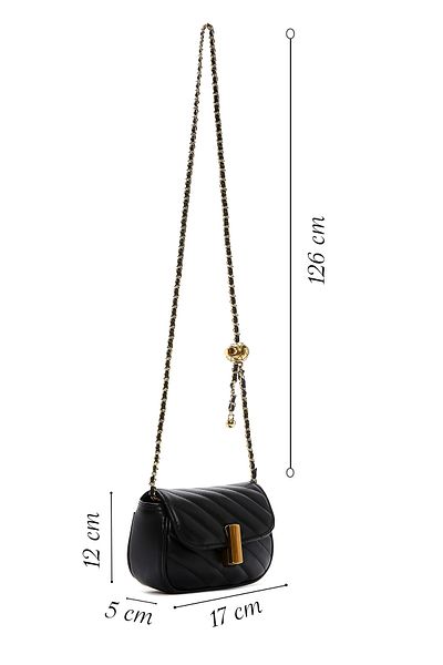 Derimod Women's Black Long Strap Quilted Mini Crossbody Bag 25Sbd2405Kp