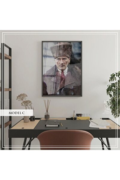 Tablomtr Metal Çerçeveli Gerçek Camlı Tekli Mustafa Kemal Atatürk Tablosu