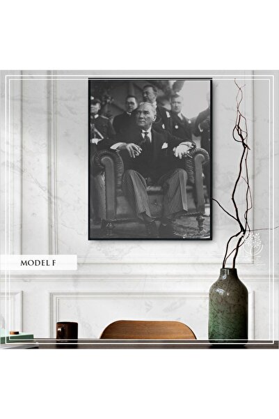 Tablomtr Metal Çerçeveli Gerçek Camlı Tekli Mustafa Kemal Atatürk Tablosu