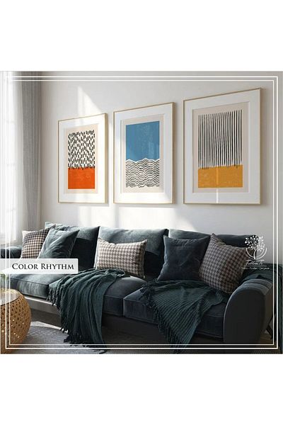 Tablomtr Masă decorativă din 3 piese Color Rhythm cu cadru metalic și sticlă