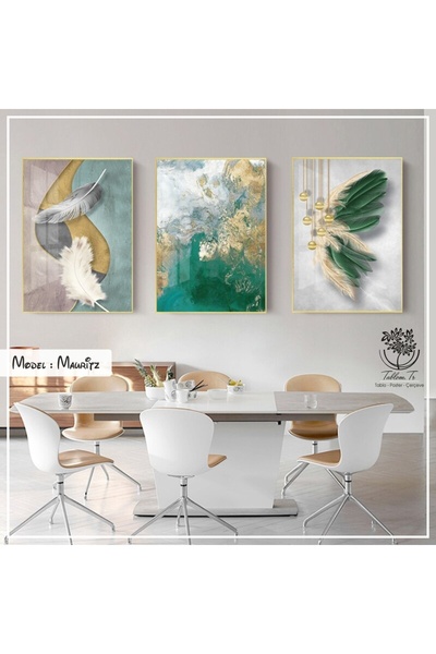 Tablomtr Metal Çerçeveli Gerçek Camlı Tablo Mauritz 3 Lü Set
