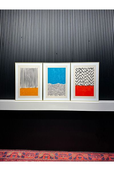 Tablomtr Masă decorativă din 3 piese Color Rhythm cu cadru metalic și sticlă