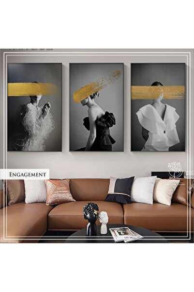 Tablomtr Metal Çerçeveli Gerçek Camlı Tablo EngagementB 3 Lü Set