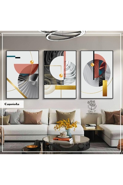 Tablomtr Metal Çerçeveli Gerçek Camlı Tablo Capriola 3 Lü Set