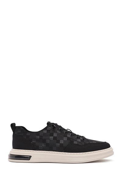 Derimod Men's Black Lace-Up Patterned Fabric Sneaker 25Sfd69326F