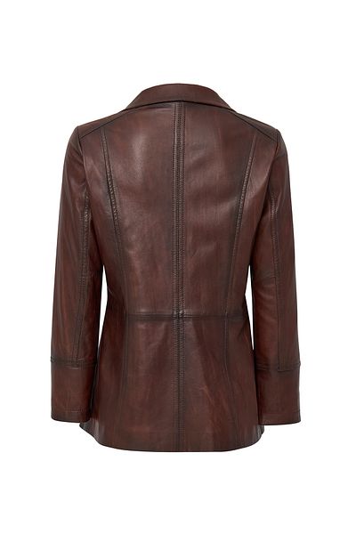Derimod Trixy Women's Brown Leather Coat 24Wge5277Nc
