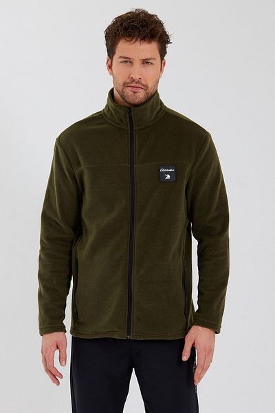 Adams Classics Ανδρικό Χακί Standard Fit Καθημερινό Άνετο Αθλητικό Φούτερ με φερμουάρ Fleece