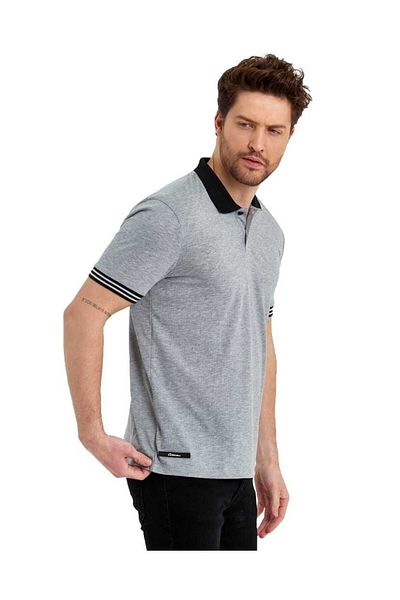 Adams Tricou cu mânecă scurtă din bumbac, cu guler polo, jacquard