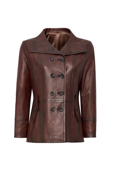 Derimod Trixy Women's Brown Leather Coat 24Wge5277Nc