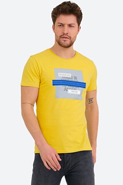 Adams Чоловіча жовта футболка з принтом для екіпажу з нормальною посадкою 100 бавовни