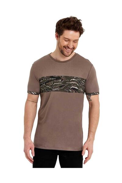 Adams Crew Neck Short Sleeve Patterned Combed Cotton Men's T-shirt